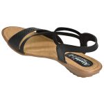 Women's Black & Beige Colour Synthetic Leather Sandals