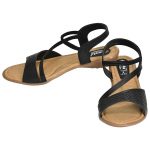 Women's Black & Beige Colour Synthetic Leather Sandals