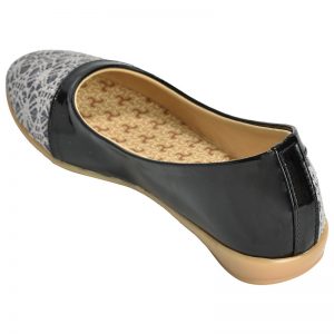 Women's Black & White Colour Synthetic Leather Ballerines