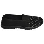 Women's Black Colour Fabric & Lycra Loafers