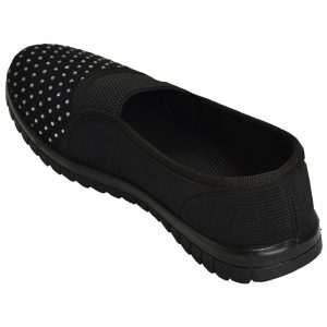 Women's Black Colour Fabric & Lycra Loafers