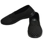 Women's Black Colour Fabric & Lycra Loafers