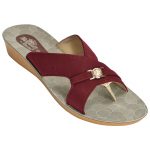 Women's Maroon & Beige Colour Fabric & Lycra Sandals