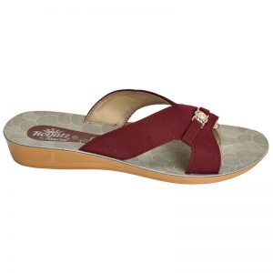 Women's Maroon & Beige Colour Fabric & Lycra Sandals