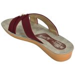 Women's Maroon & Beige Colour Fabric & Lycra Sandals