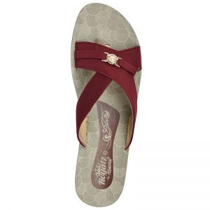 Women's Maroon & Beige Colour Fabric & Lycra Sandals