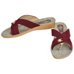 Women's Maroon & Beige Colour Fabric & Lycra Sandals