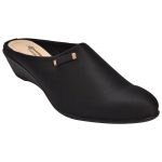 Women's Black Colour Synthetic Leather Jelly Shoes