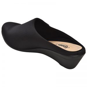 Women's Black Colour Synthetic Leather Jelly Shoes