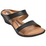 Women's Black & Tan Colour Synthetic Leather Sandals