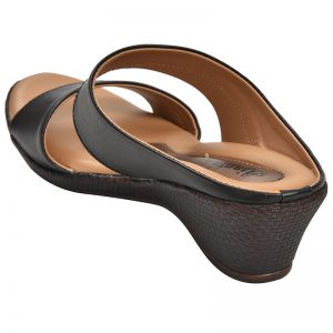 Women's Black & Tan Colour Synthetic Leather Sandals