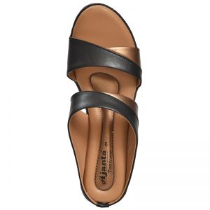 Women's Black & Tan Colour Synthetic Leather Sandals