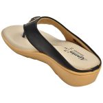 Women's Black & Beige Colour Synthetic Leather Sandals