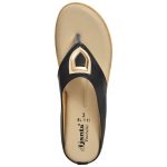 Women's Black & Beige Colour Synthetic Leather Sandals