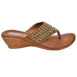 Women's Gold & Brown Colour Synthetic Leather Sandals