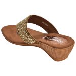 Women's Gold & Brown Colour Synthetic Leather Sandals