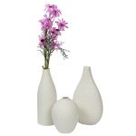 White Ceramic Textured Flower Vase - Set of 3