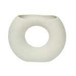 White Round Shape Ceramic Flower Vase