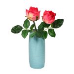 Broad Open Stone Finish Aqua Ceramic Vase