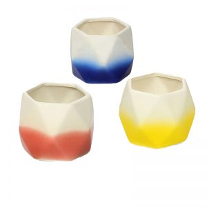 Multicolor Ceramic Small Planter Pots - Set of 3