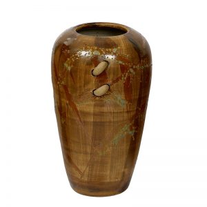 Hand painted Broad Open Brown Ceramic Vase