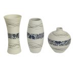 White & Blue Ceramic Vase - Set of 3