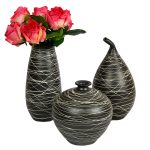 Black Ceramic Vases - Set of 3