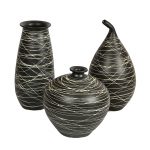 Black Ceramic Vases - Set of 3