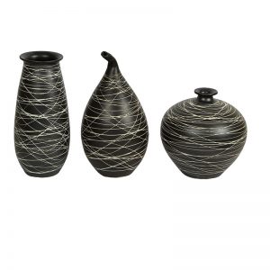 Black Ceramic Vases - Set of 3