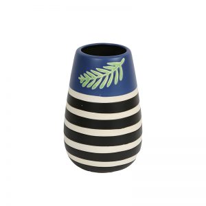 Striped Multicolored Ceramic Vase for Home and Office