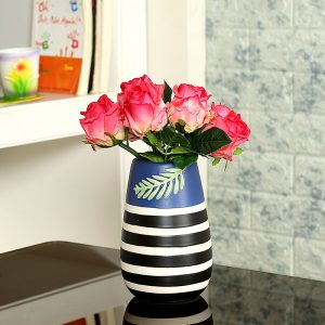 Striped Multicolored Ceramic Vase for Home and Office