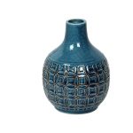 Royal Blue Crinkled Effect Round Ceramic Vase