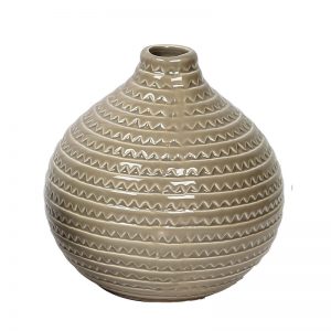 Round Decorative Glazed Ceramic Vase - Beige