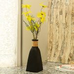 Black Stylish Corkd Neck Ceramic Vase