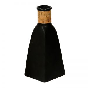 Black Stylish Corkd Neck Ceramic Vase