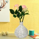 Geometrical White Handcrafted Ceramic Vase