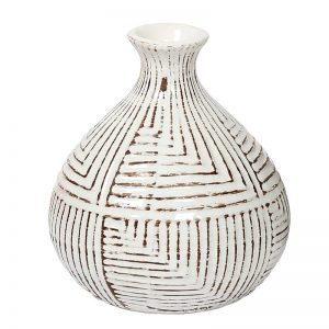 Geometrical White Handcrafted Ceramic Vase