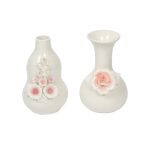 Delicately Handcrafted Floral Design Ceramic Vase Set Of 2