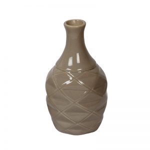 Bottle Shaped Handcrafted Brown Ceramic Vase