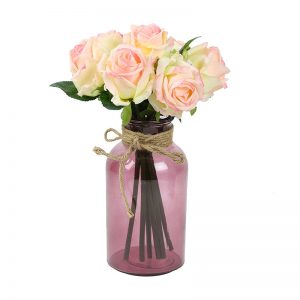 Jute Necked Pink Transparent Glass Vase