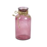 Jute Necked Pink Transparent Glass Vase