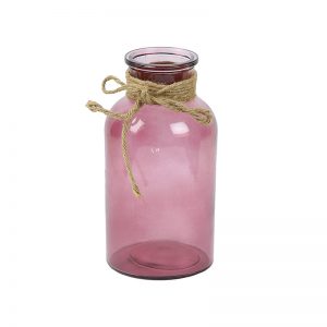 Jute Necked Pink Transparent Glass Vase