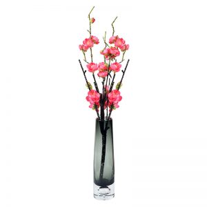 Grey Colour Clear Glass Transparent Cylindrical Vase