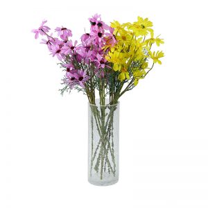 Hand Blown Crinkled Glass Cylinderical Vase