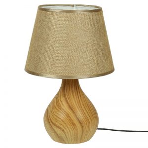 Wooden Finish Bottle Style Ceramic Table Lamp