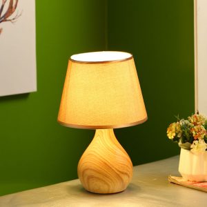 Wooden Finish Bottle Style Ceramic Table Lamp