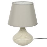 Curvy Linear Striped White Ceramic Table Lamp