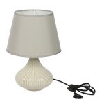 Curvy Linear Striped White Ceramic Table Lamp