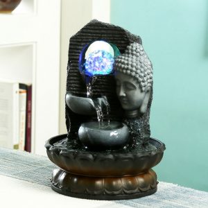Lighted Crystal Ball Stone Finish Indoor Water Fountain