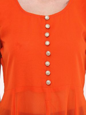 Women Orange Anarkali Kurta